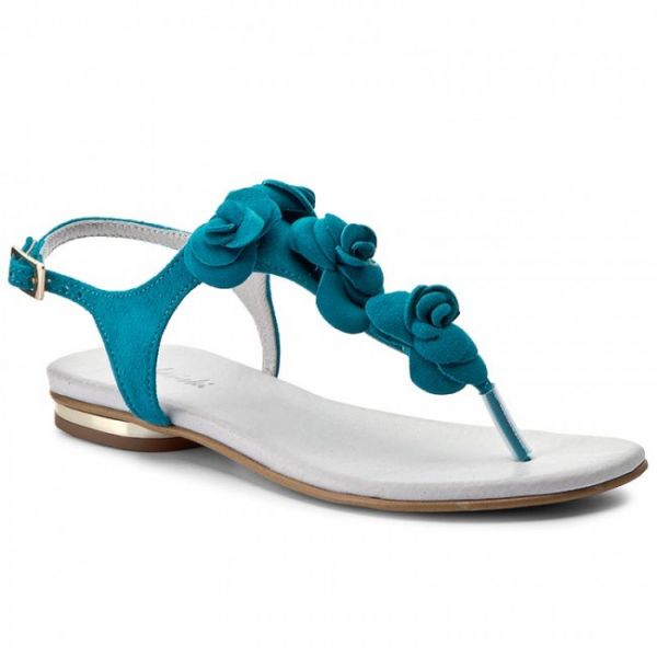 Sandali R.POLAŃSKI - 0830 Turkus Zamsz