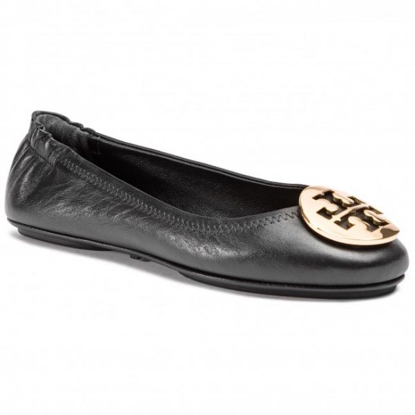 Ballerine TORY BURCH - Minnie Travel Ballet With Metal Logo 50393 Perfect Black/Gold 013 Ballerine TORY BURCH - Minnie Travel Ballet With Metal Logo 50393 Perfect Black/Gold 013