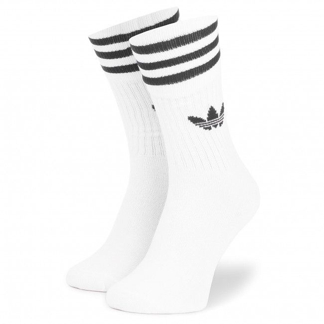 Set di 3 paia di calzini lunghi unisex adidas - Solid Crew Sock S21489 White/Black