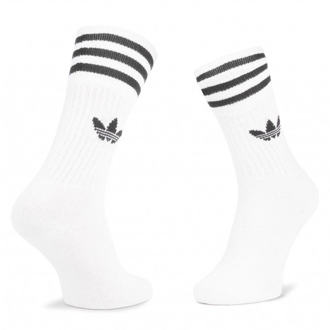 Set di 3 paia di calzini lunghi unisex adidas - Solid Crew Sock S21489 White/Black