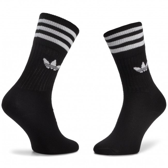 Set di 3 paia di calzini lunghi unisex adidas - Solid Crew Sock S21490 Black/White