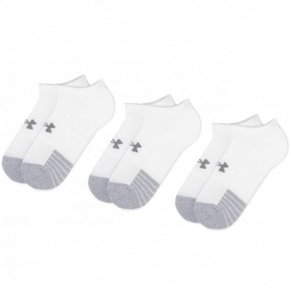 Set di 3 paia di calzini corti unisex UNDER ARMOUR - Heatgear No Show Sock 1346755-100 White