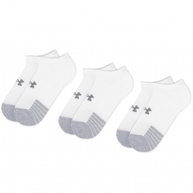 Set di 3 paia di calzini corti unisex UNDER ARMOUR - Heatgear No Show Sock 1346755-100 White