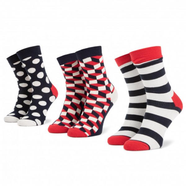 Set di 3 paia di calzini lunghi unisex Happy Socks - XSTR08-6000 Blu scuro