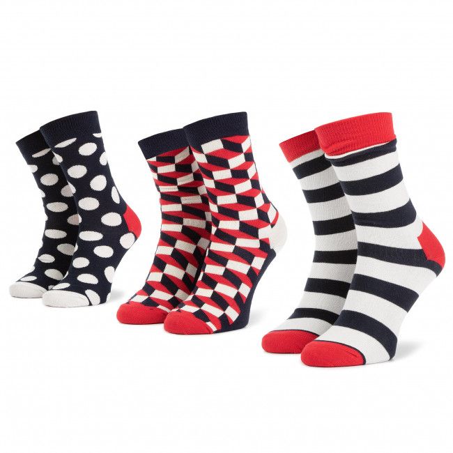 Set di 3 paia di calzini lunghi unisex Happy Socks - XSTR08-6000 Blu scuro