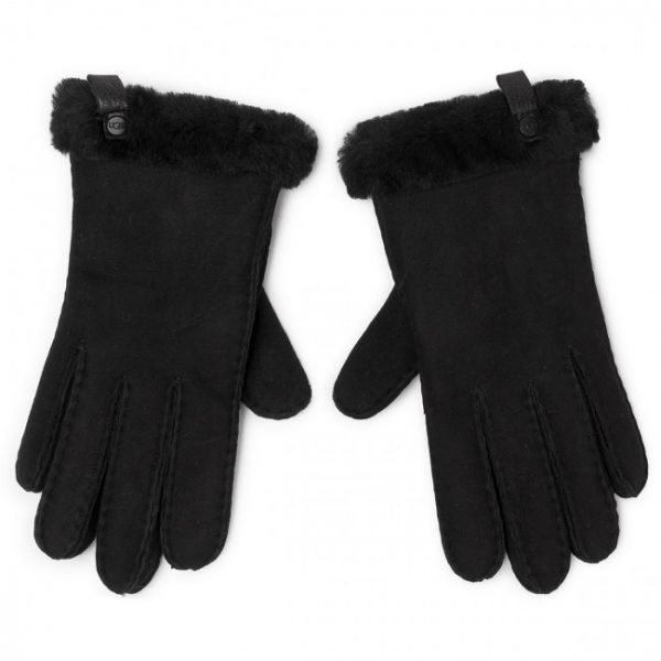 Guanti da donna Ugg - W Shorty Glove W Leather Trim 17367 Black 1 Guanti da donna Ugg - W Shorty Glove W Leather Trim 17367 Black 1