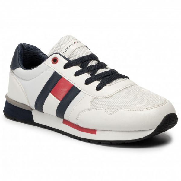 Sneakers TOMMY HILFIGER - Low Cut Lace-Up Sneaker T3B4-30483-0733 White/Blue X336