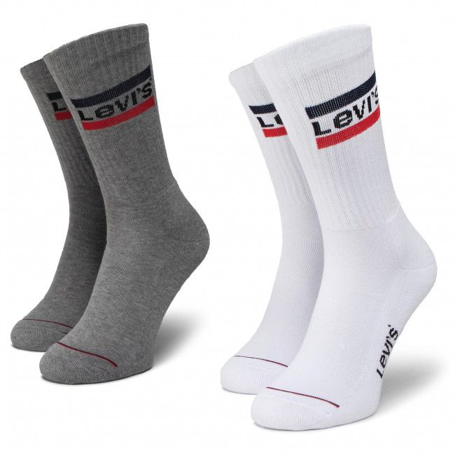 Set di 2 paia di calzini lunghi unisex Levi's® - 37157-0151 White/Grey