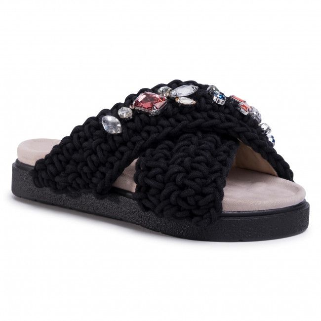 Ciabatte INUIKII - Women Woven Stones 70104-006 Black