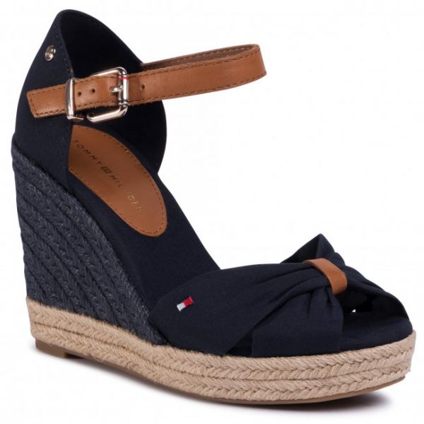 Espadrillas TOMMY HILFIGER - Basic Opened Toe High Wedge FW0FW04784 Desert Sky DW5