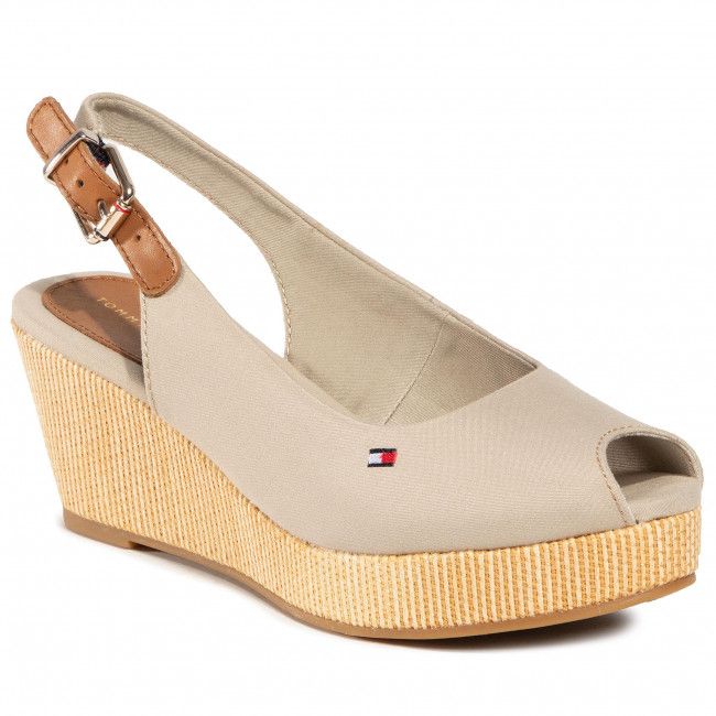 Espadrillas TOMMY HILFIGER - Iconic Elba Sling Back Wedge FW0FW04788 Stone AEP