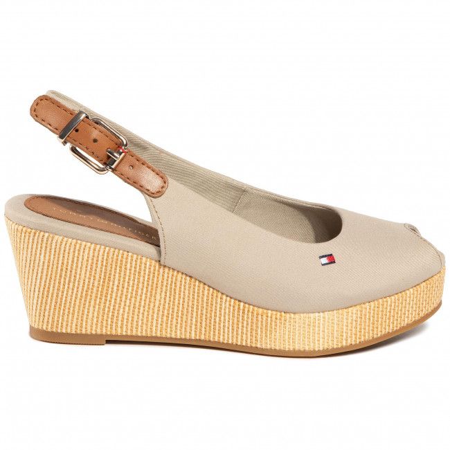 Espadrillas TOMMY HILFIGER - Iconic Elba Sling Back Wedge FW0FW04788 Stone AEP