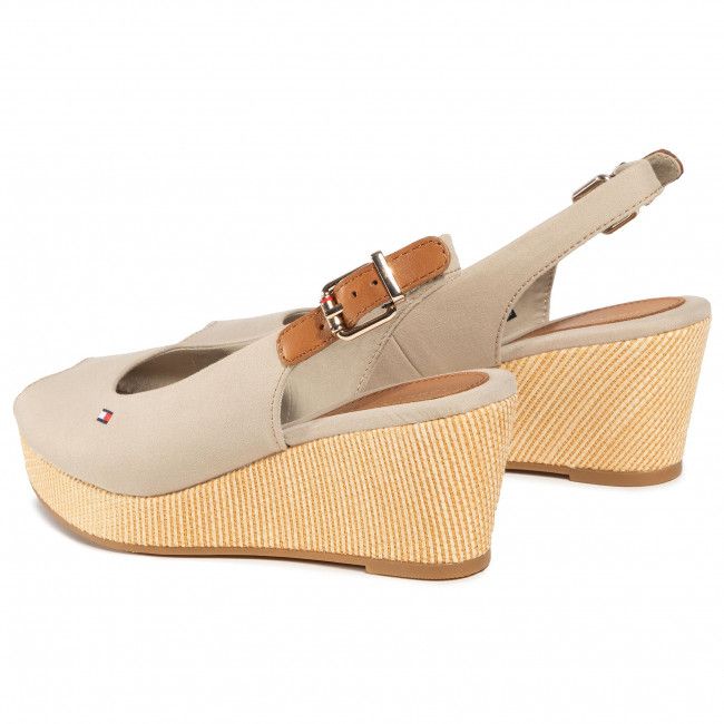 Espadrillas TOMMY HILFIGER - Iconic Elba Sling Back Wedge FW0FW04788 Stone AEP