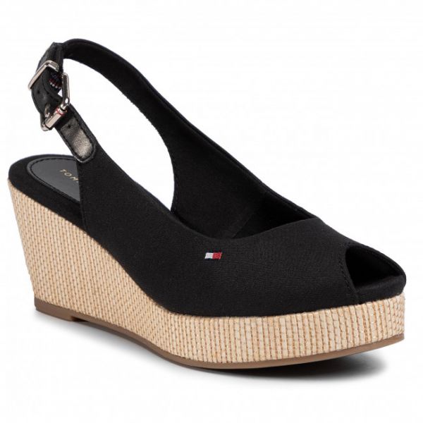 Espadrillas TOMMY HILFIGER - Iconic Elba Sling Back Wedge FW0FW04788 Black BDS