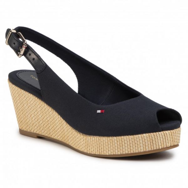 Espadrillas TOMMY HILFIGER - Iconic Elba Sling Back Wedge FW0FW04788 Desert Sky DW5