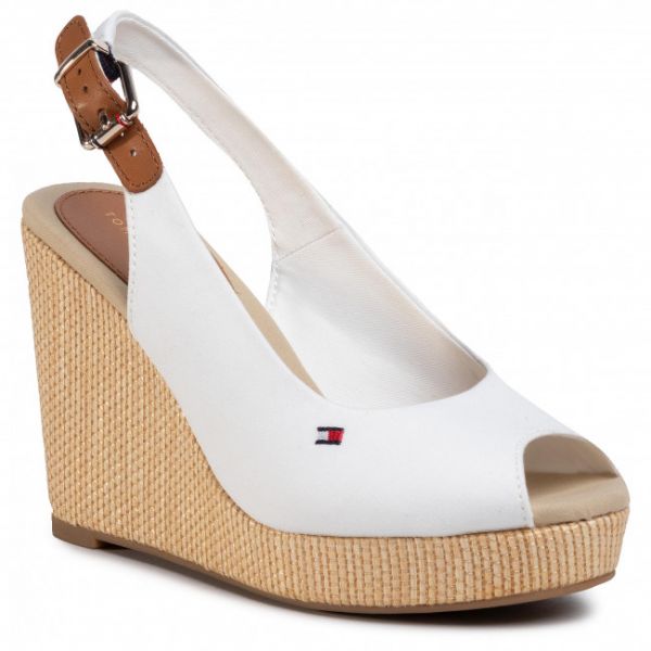 Espadrillas TOMMY HILFIGER - Iconic Elena Sling Back Wedge FW0FW04789 Ivory YBI