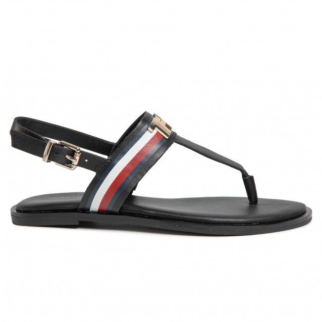 Sandali TOMMY HILFIGER - Corporate Letaher Fat Sandal FW0FW04840 Black BDS