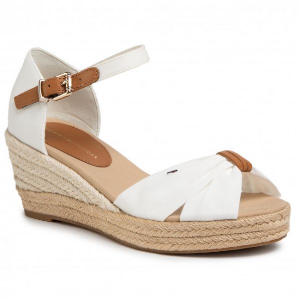 Espadrillas TOMMY HILFIGER - Basic Opened Toe Mid Wedge FW0FW04785 Ivory YBI