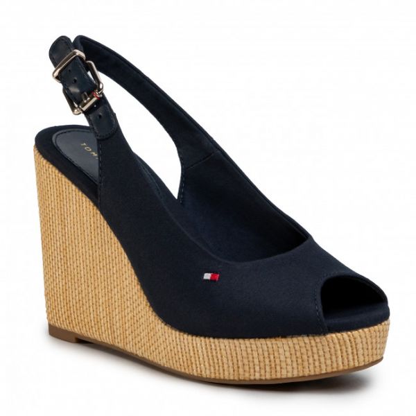 Espadrillas TOMMY HILFIGER - Iconic Elena Sling Back Wedge FW0FW04789 Desert Sky DW5