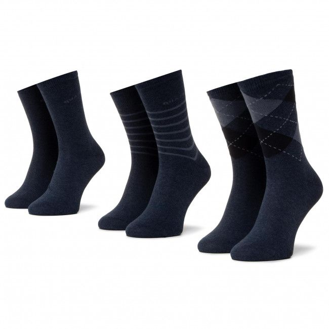 Set di 3 paia di calzini lunghi da donna QUAZI - QZ-SOCKS-65-04-WOMAN-002 Blu scuro