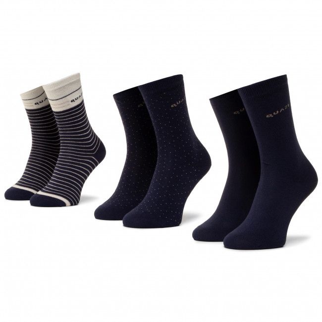 Set di 3 paia di calzini lunghi da donna QUAZI - QZ-SOCKS-65-04-WOMAN-003 Blu scuro