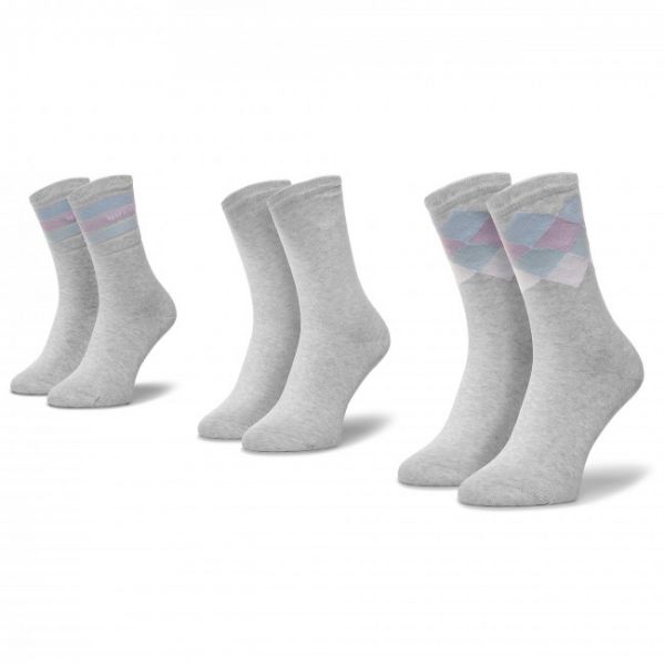 Set di 3 paia di calzini lunghi da donna QUAZI - QZ-SOCKS-65-04-WOMAN-006 Grigio
