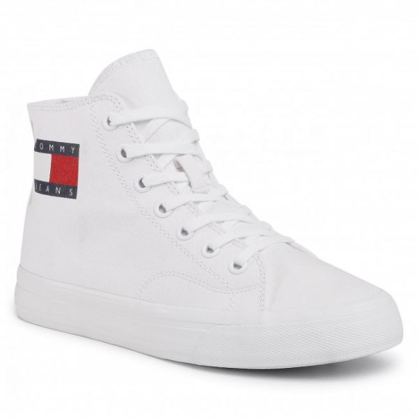 Scarpe sportive TOMMY JEANS - Wmns Mid Cut Lace Up Vulc EN0EN00937 White YBR