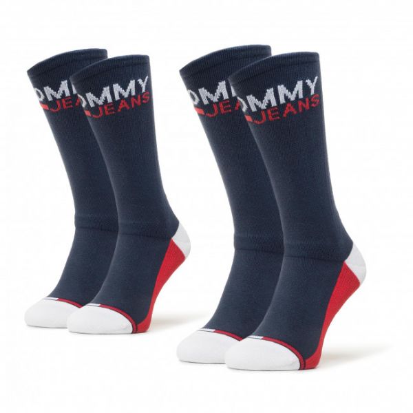 Set di 2 paia di calzini lunghi da uomo Tommy Jeans - 100000400 Navy 002