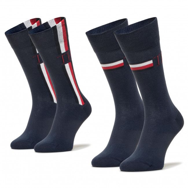 Set di 2 paia di calzini lunghi unisex Tommy Hilfiger - 100001492 Navy 002