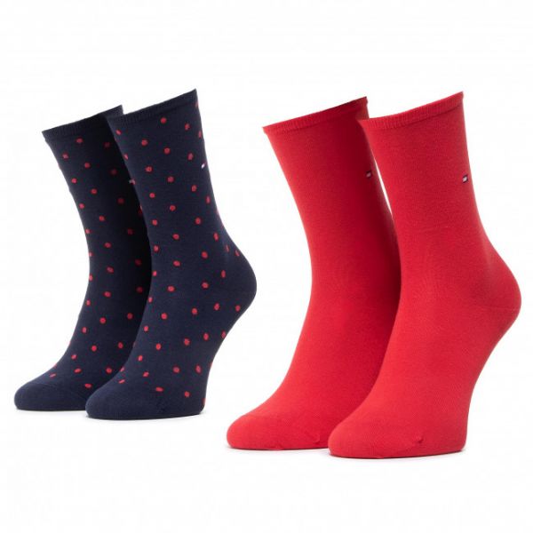 Set di 2 paia di calzini lunghi da donna Tommy Hilfiger - 100001493 Red/Navy 035 Set di 2 paia di calzini lunghi da donna Tommy Hilfiger - 100001493 Red/Navy 035