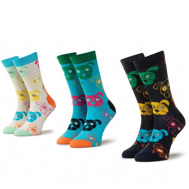 Set di 3 paia di calzini lunghi unisex Happy Socks - XDOG08-0100 Multicolore