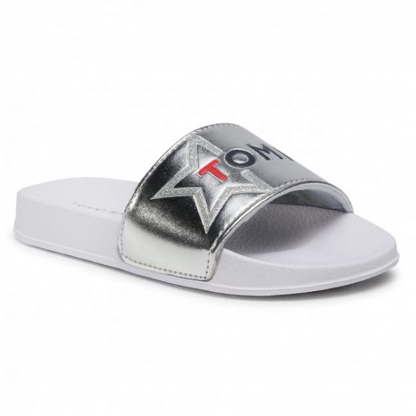 Ciabatte Tommy Hilfiger - Logo Print Pool Slide T3A0-30890-0742 M Silver 904 Ciabatte Tommy Hilfiger - Logo Print Pool Slide T3A0-30890-0742 M Silver 904