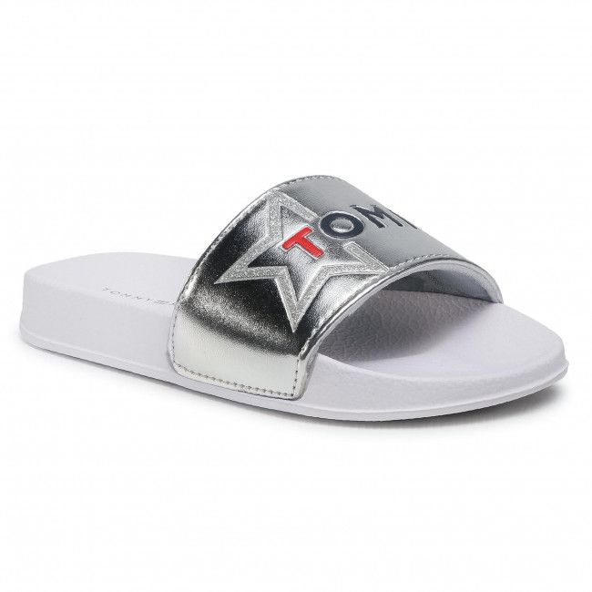 Ciabatte Tommy Hilfiger - Logo Print Pool Slide T3A0-30890-0742 M Silver 904