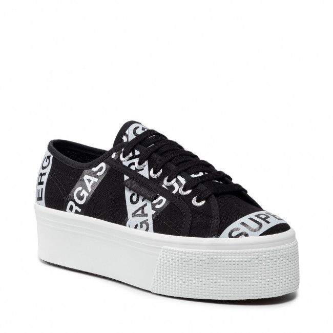 Scarpe sportive SUPERGA - 2790 Lettering Tape Jellysole S41161W Black Grey Ash/Black Tape Lt Grey Sole A0V