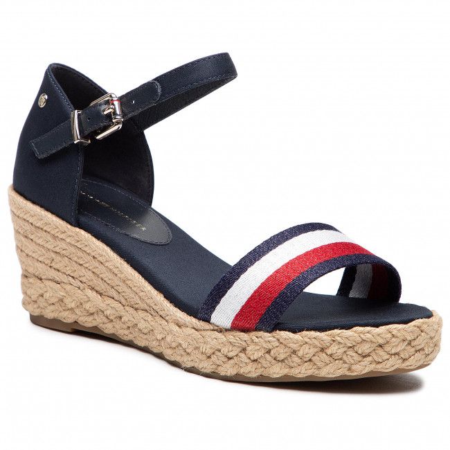 Espadrillas TOMMY HILFIGER - Shimmery Ribbon Mid Wedge Sandal FW0FW05614 Desert Sky DW5