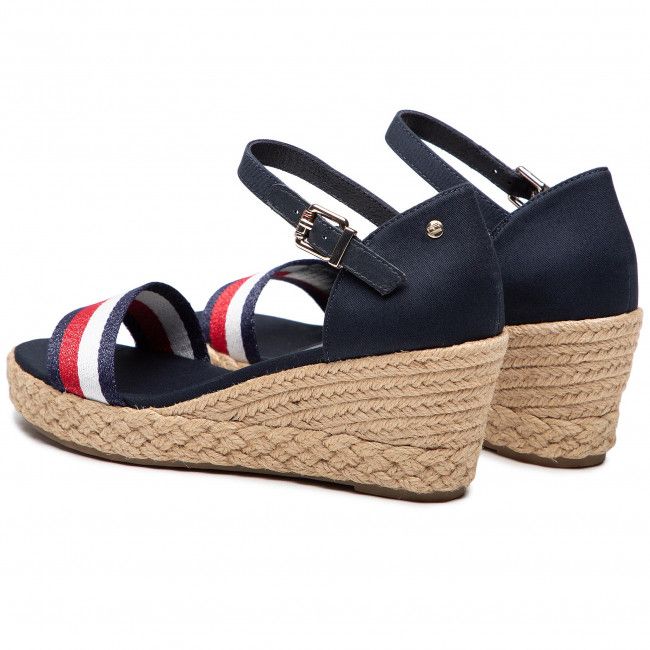 Espadrillas TOMMY HILFIGER - Shimmery Ribbon Mid Wedge Sandal FW0FW05614 Desert Sky DW5