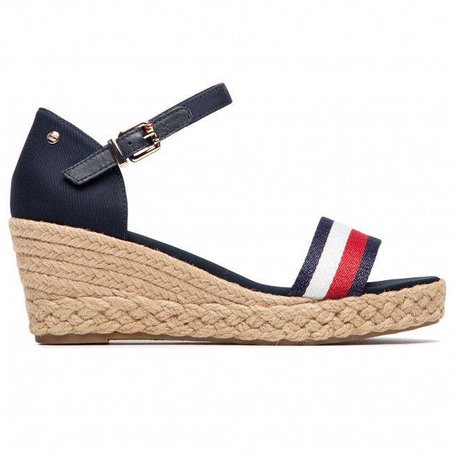 Espadrillas TOMMY HILFIGER - Shimmery Ribbon Mid Wedge Sandal FW0FW05614 Desert Sky DW5