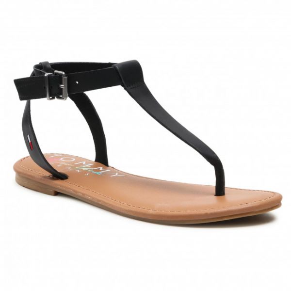 Sandali TOMMY JEANS - Essential Toe Post Flat Sandal EN0EN01316 Black BDS