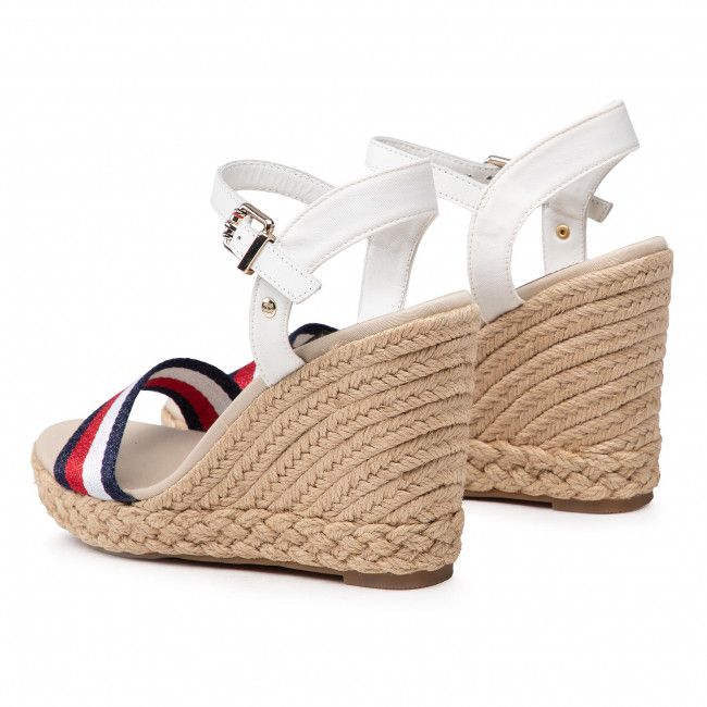 Espadrillas TOMMY HILFIGER - Shimmery Ribon High Wedge FW0FW05590 Ecru YBL