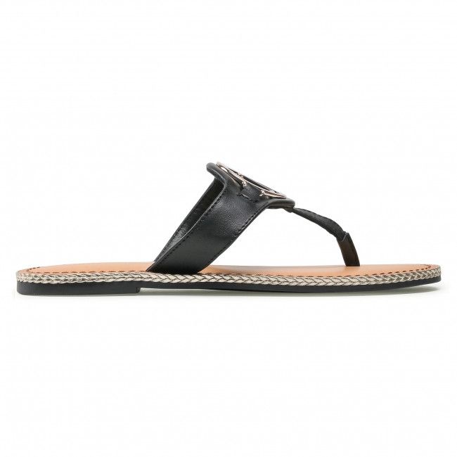 Infradito TOMMY HILFIGER - Essential Leather Flat Sandal Black BDS