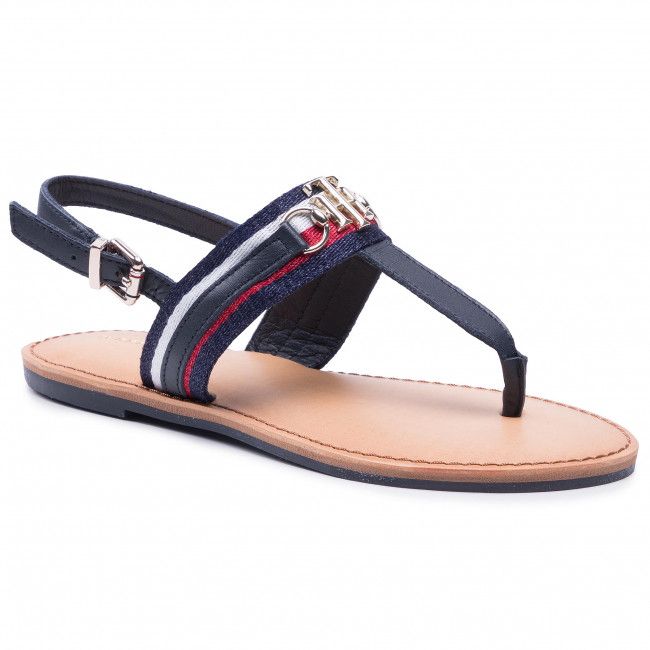 Sandali TOMMY HILFIGER - Shimmery Ribbon Flat Sandal FW0FW05629 Desert Sky DW5