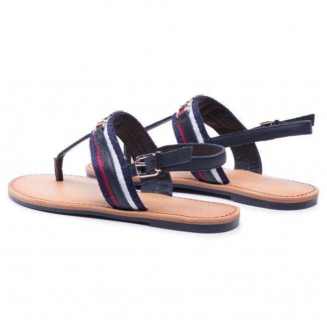 Sandali TOMMY HILFIGER - Shimmery Ribbon Flat Sandal FW0FW05629 Desert Sky DW5