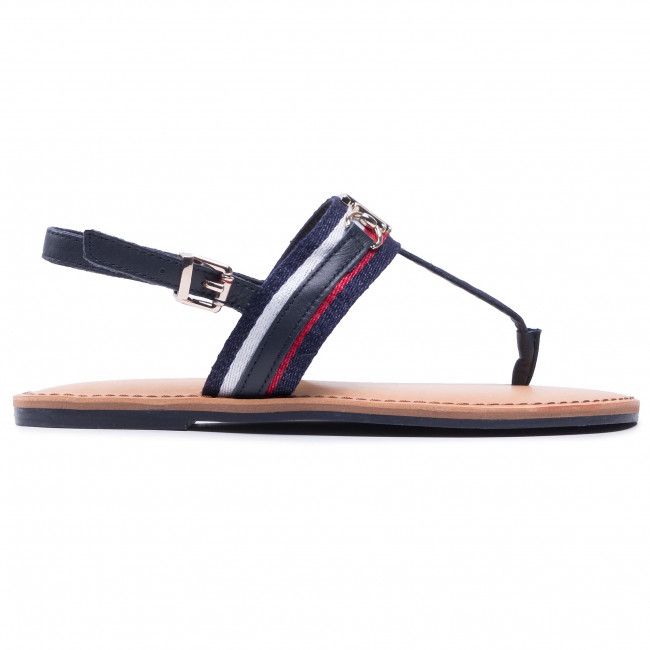 Sandali TOMMY HILFIGER - Shimmery Ribbon Flat Sandal FW0FW05629 Desert Sky DW5