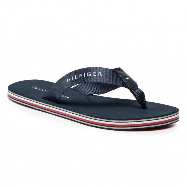 Infradito TOMMY HILFIGER - Stripes Flat Beach Sandal FW0FW05666 Desert Sky DW5