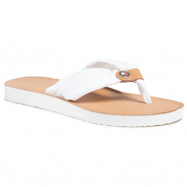 Infradito TOMMY HILFIGER - Leather Footbed Beach Sandal FW0FW05677 Ivory YBI