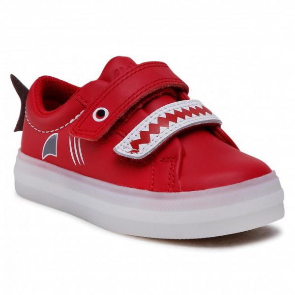 Sneakers CLARKS - Flarescalelo T 261580727 Red Leather Sneakers CLARKS - Flarescalelo T 261580727 Red Leather