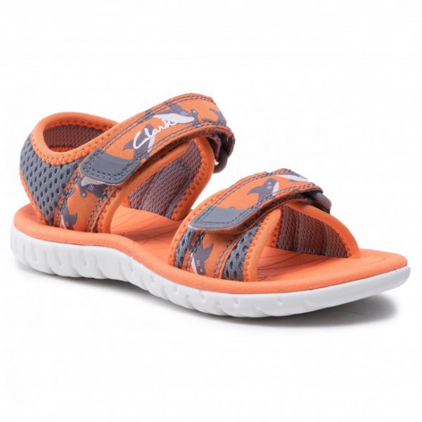 Sandali Clarks - Surfing Tide K 261563577 Orange Textile Sandali Clarks - Surfing Tide K 261563577 Orange Textile