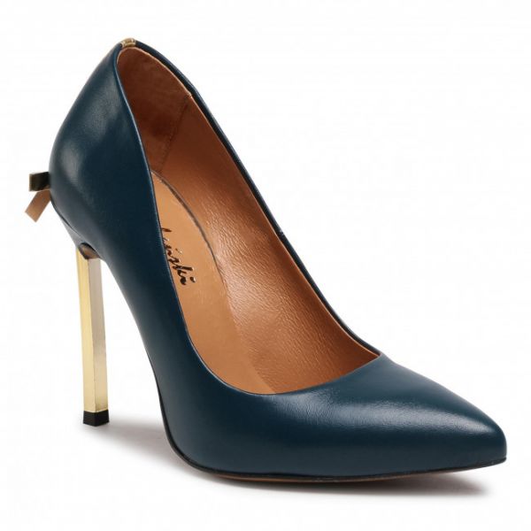 Scarpe stiletto R.POLAŃSKI - 1223 Niebieski Lico Złoty