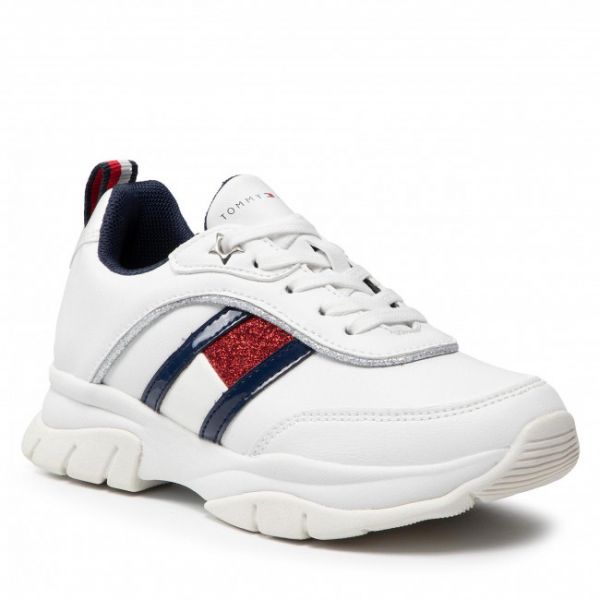 Sneakers TOMMY HILFIGER - Low Cut Lace-Up Sneaker T3A4-31180-1023 M White 100 Sneakers TOMMY HILFIGER - Low Cut Lace-Up Sneaker T3A4-31180-1023 M White 100