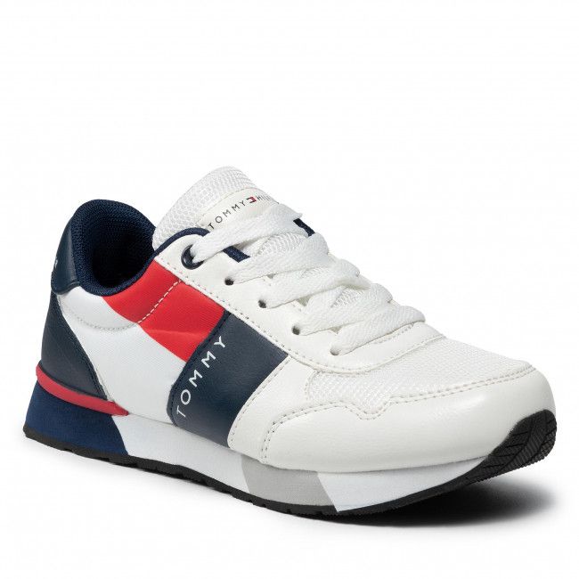 Sneakers TOMMY HILFIGER - Low Cut Lace-Up Sneaker T3B4-32076-0208 M White/Blue X008
